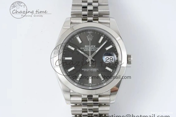 0419 OdorResistant DateJust 41 SS Polished Bezel KING 1:1 Best Edition 904L Steel Gray Stick Dial on Jubilee Bracelet VR 2207